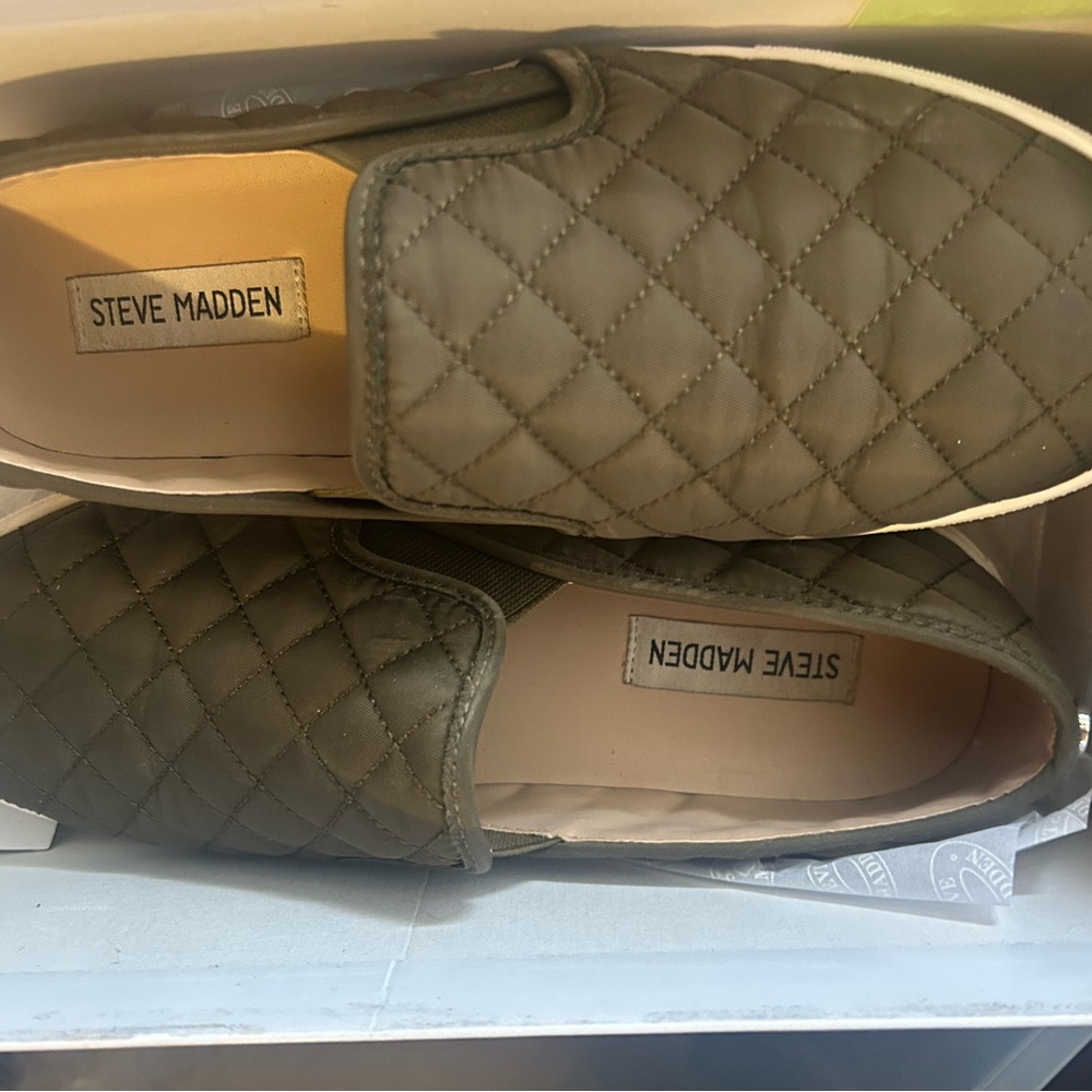 Steve Madden Olive Quilted Slip-Ons